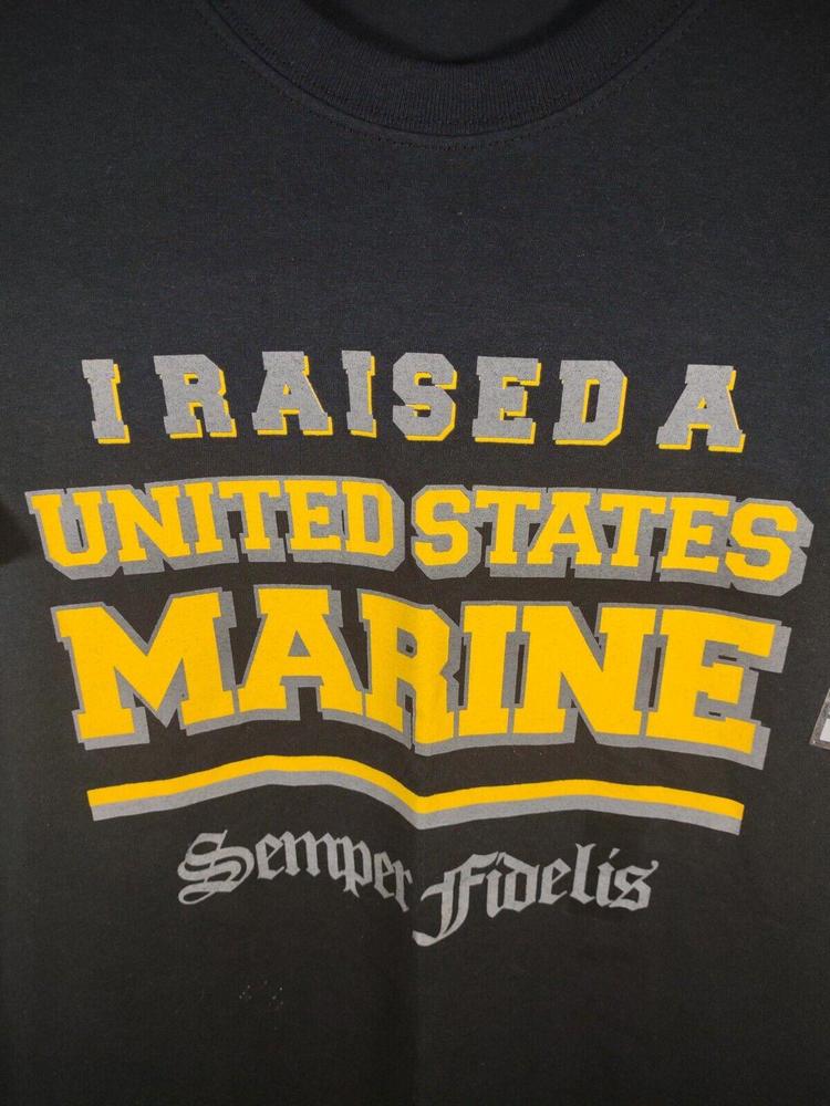 NWT "I Raised a United States Marine" Adult XL T-Shirt Black Semper Fidelis